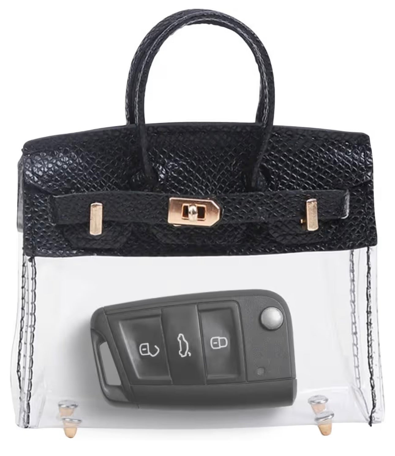 Clear Purse Keychain Accessory Holder - Black