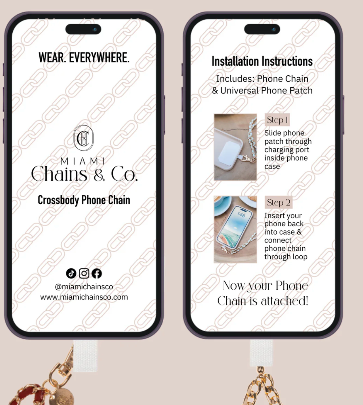 No Way Rosé - Matte Rose Gold & Pearl Crossbody Chain