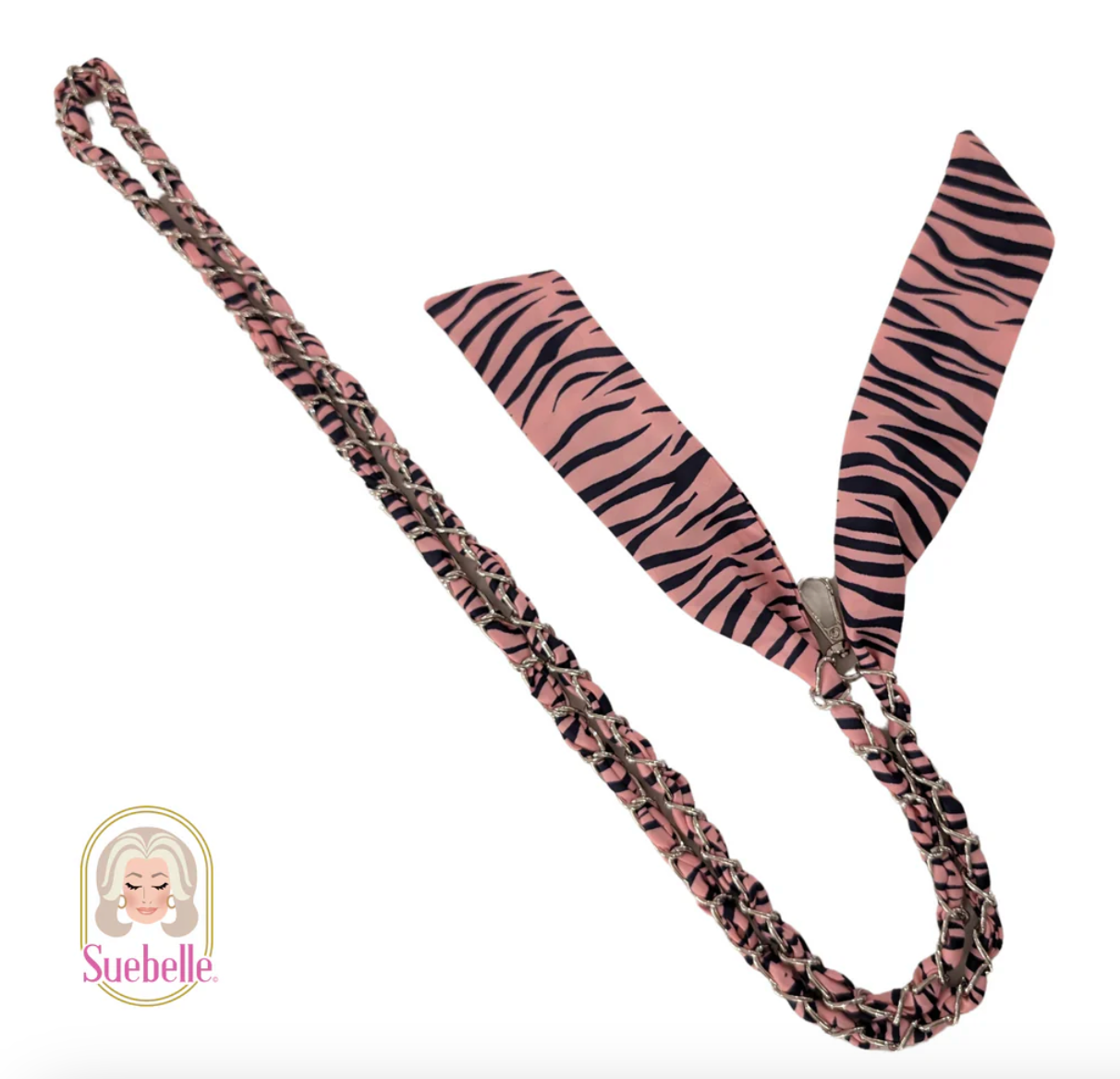 Pink Zebra Twist Crossbody Phone Chain