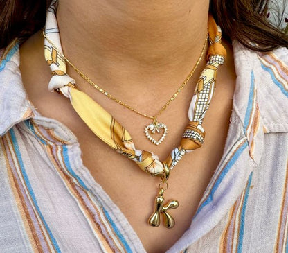 Initial Scarf Necklace