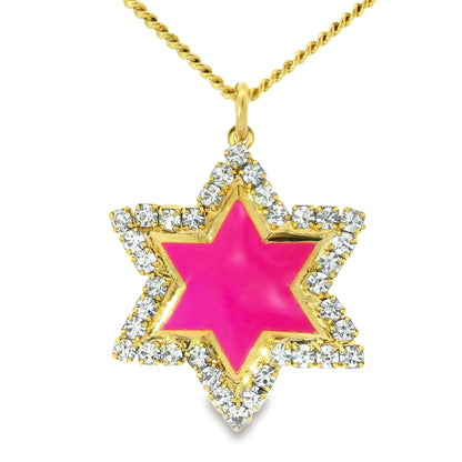 Neon Star of David Necklace