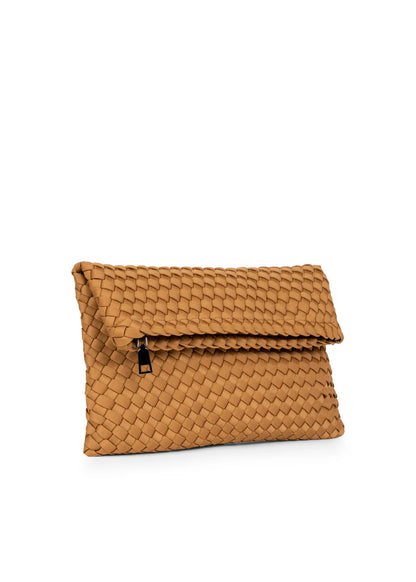 Val Camel Convertible Woven Crossbody