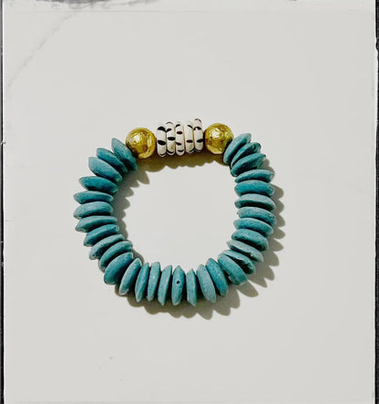 Ashanti Glass & Brass Bead Stretch Bracelet
