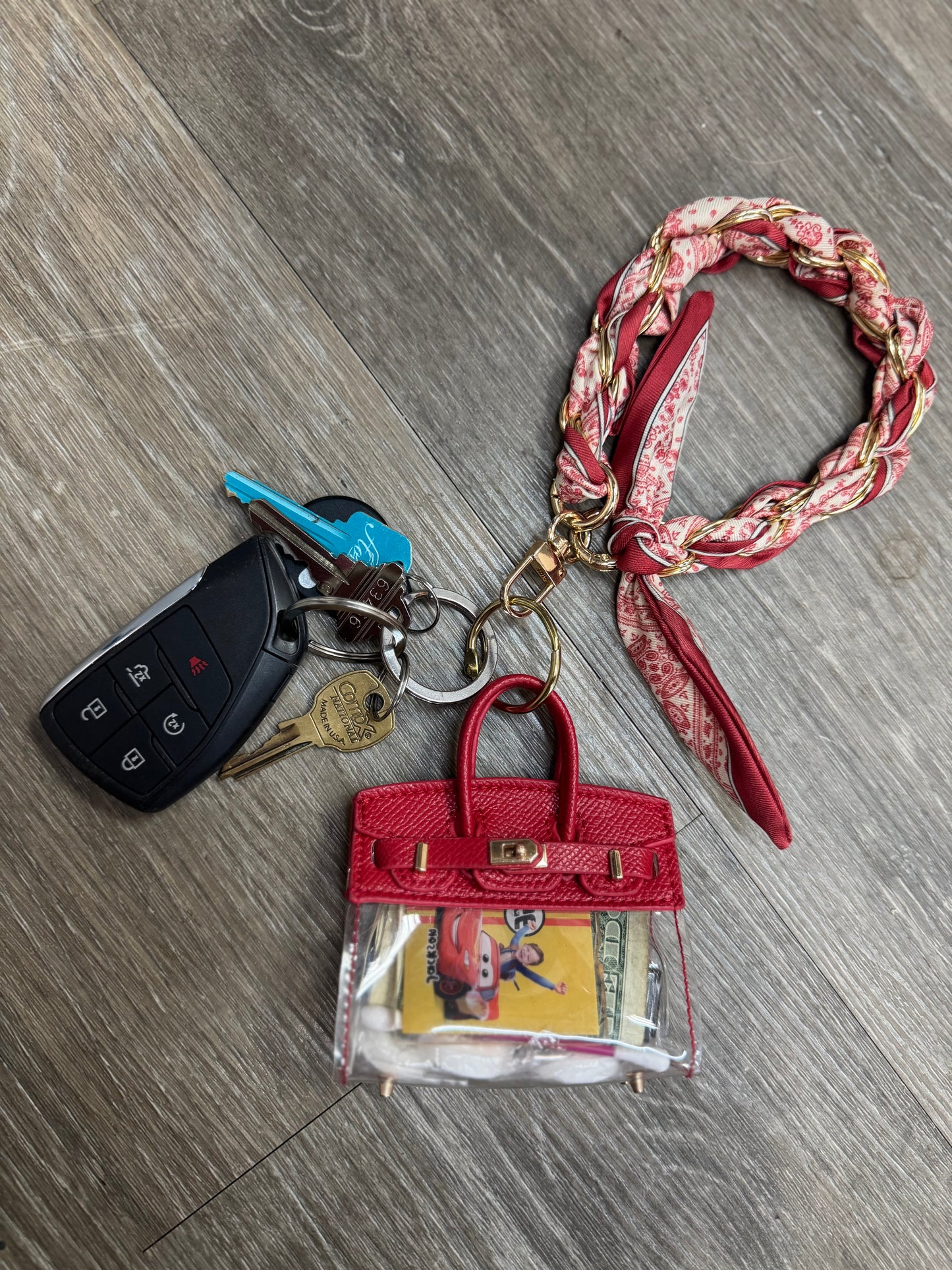 Clear Purse Keychain Accessory Holder - Red