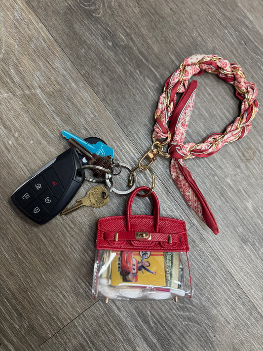 Clear Purse Keychain Accessory Holder - Red