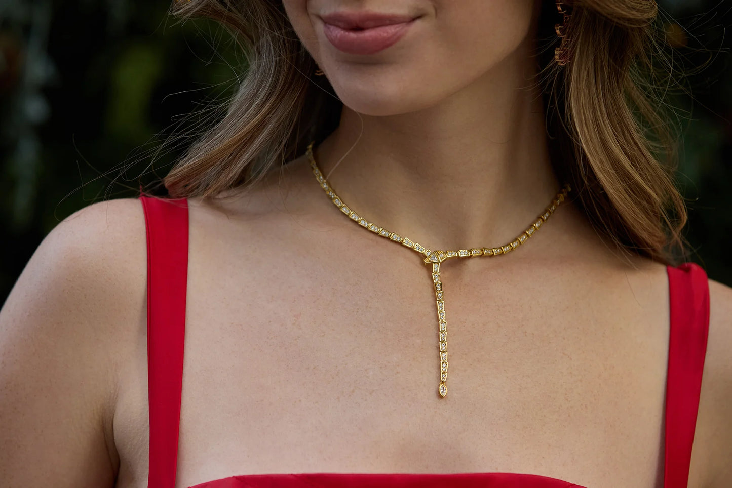 14k Gold Crystal Slither Choker