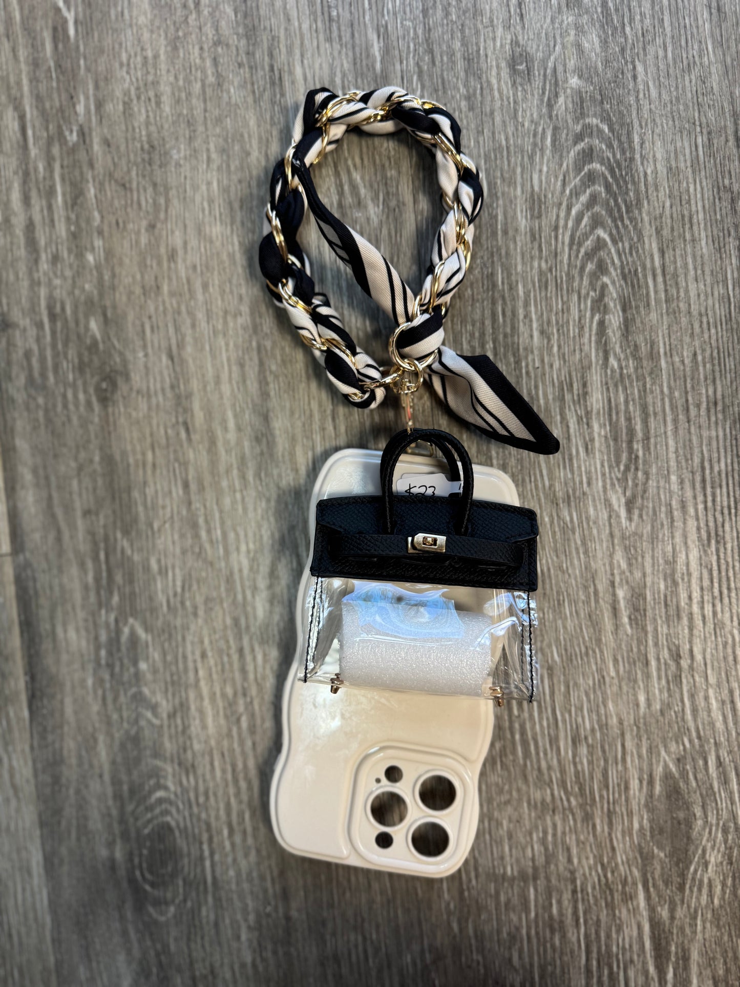Clear Purse Keychain Accessory Holder - Black