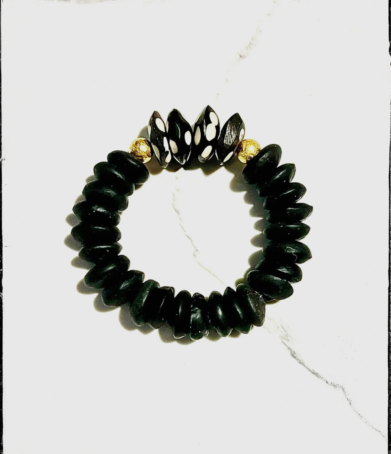 Ashanti Glass & Brass Bead Stretch Bracelet