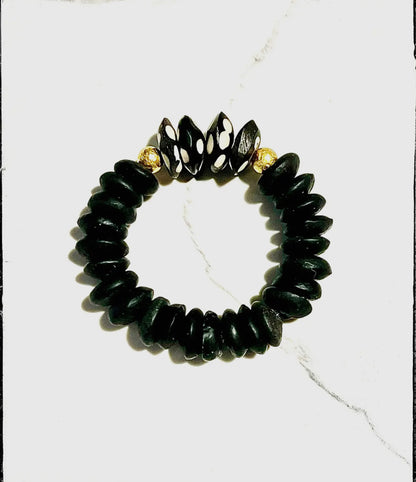 Ashanti Glass & Brass Bead Stretch Bracelet