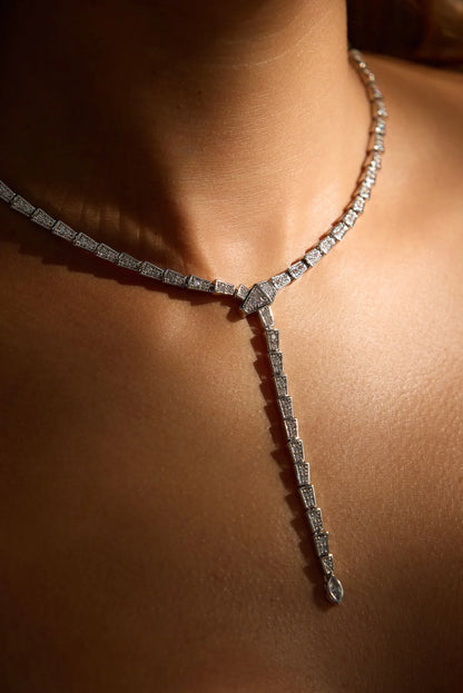 Rhodium Crystal Slither Choker