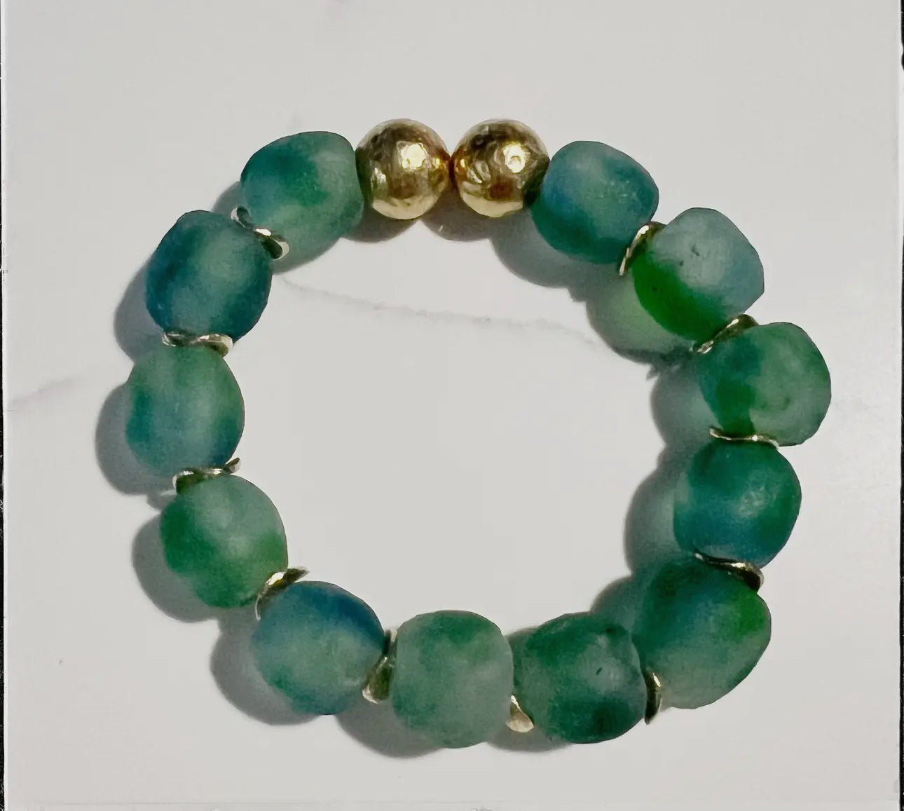 Ashanti Glass & Brass Bead Stretch Bracelet