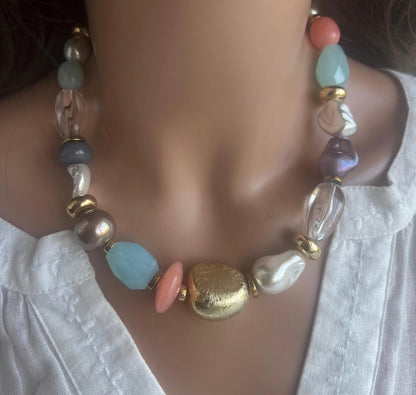 Aquamarine Lily Necklace