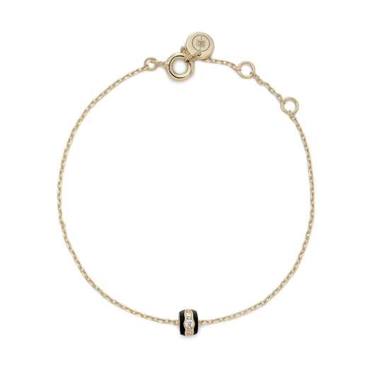Black Enamel & CZ Channel Rondelle Bracelet