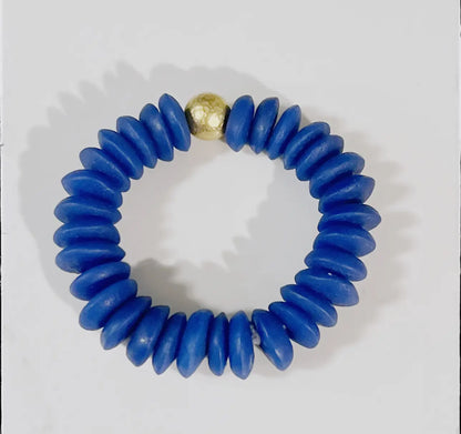 Ashanti Glass & Brass Bead Stretch Bracelet