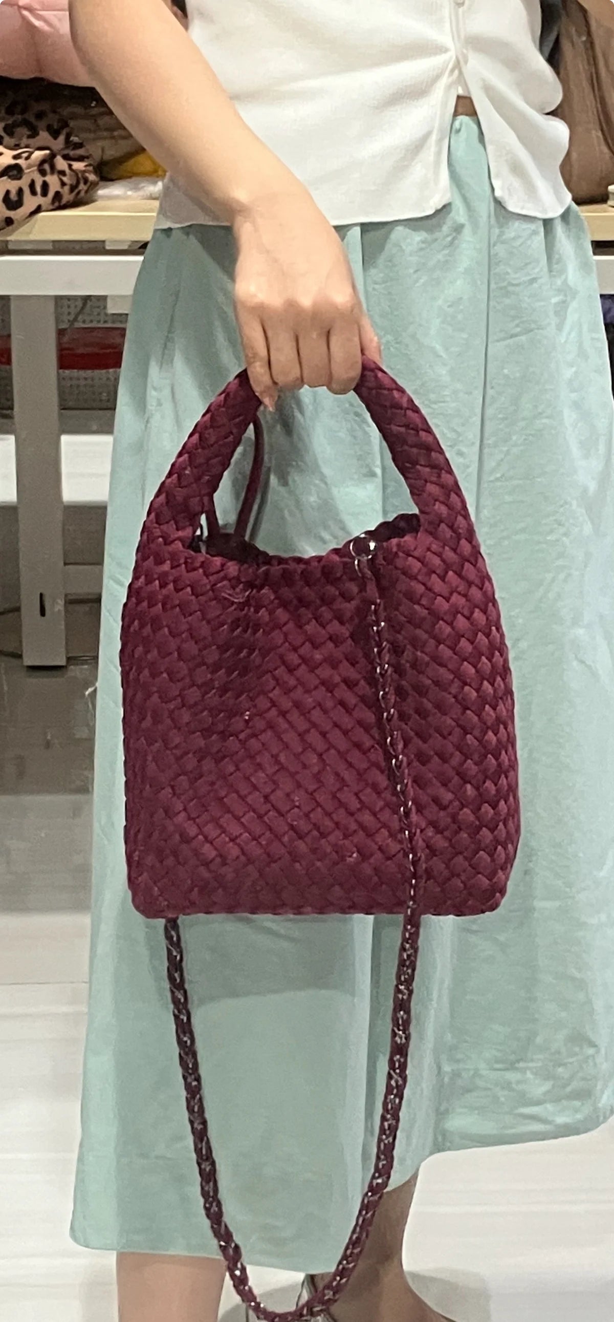 Shelly Woven Bucket Bag in Black
