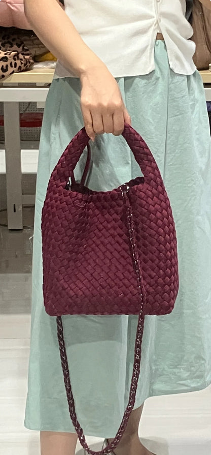 Shelly Woven Bucket Bag in Black