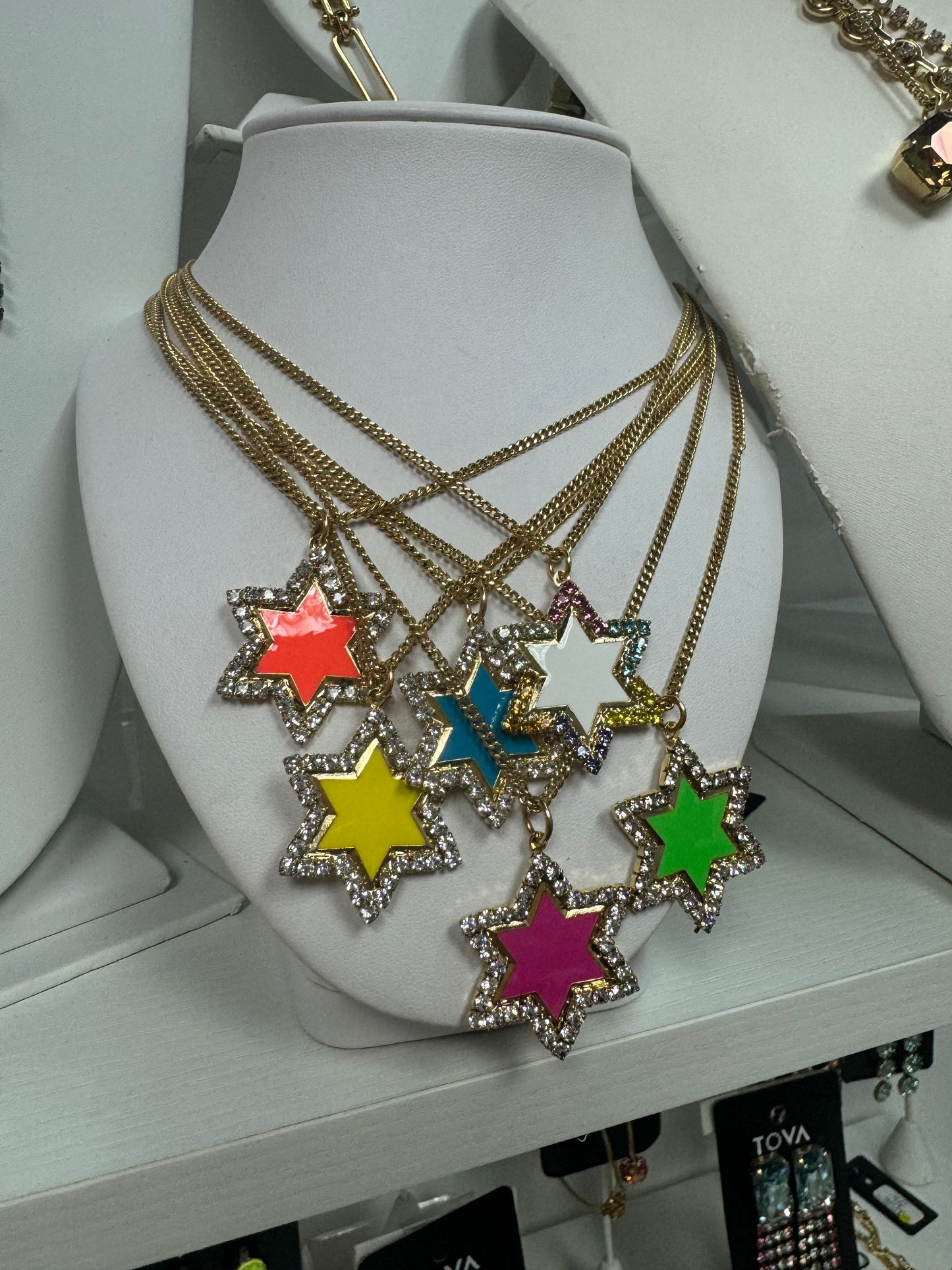 Neon Star of David Necklace