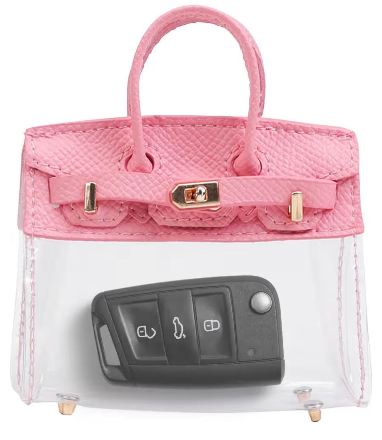 Clear Purse Keychain Accessory Holder - Pink