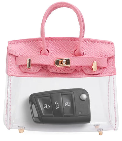 Clear Purse Keychain Accessory Holder - Pink