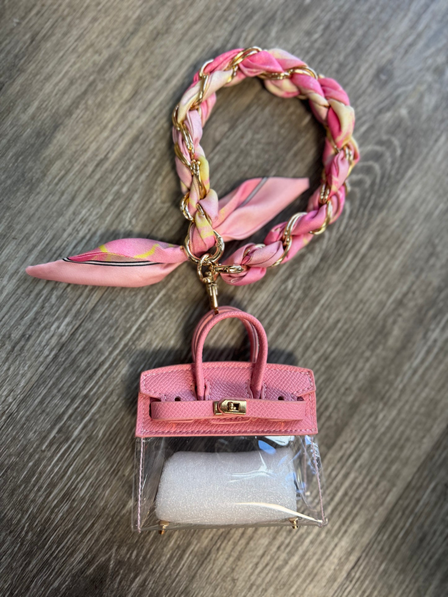 Clear Purse Keychain Accessory Holder - Pink