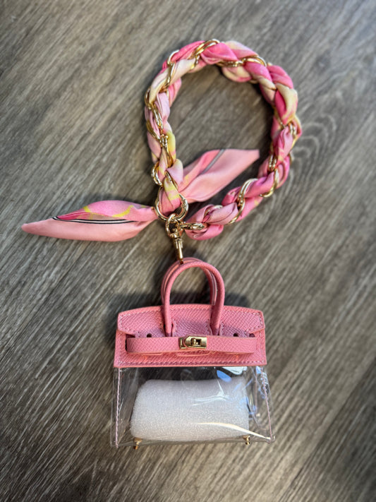Clear Purse Keychain Accessory Holder - Pink