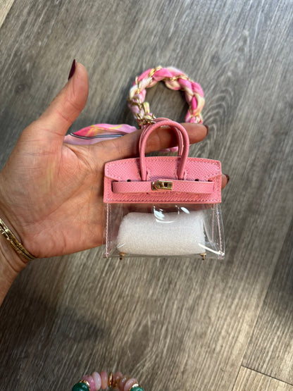 Clear Purse Keychain Accessory Holder - Pink