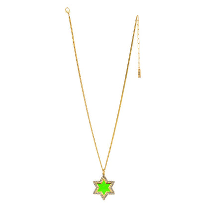 Neon Star of David Necklace