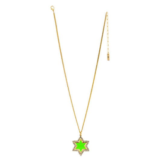 Neon Star of David Necklace