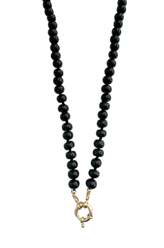 Bria Necklace - Black Agate Stone