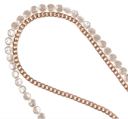 No Way Rosé - Matte Rose Gold & Pearl Crossbody Chain