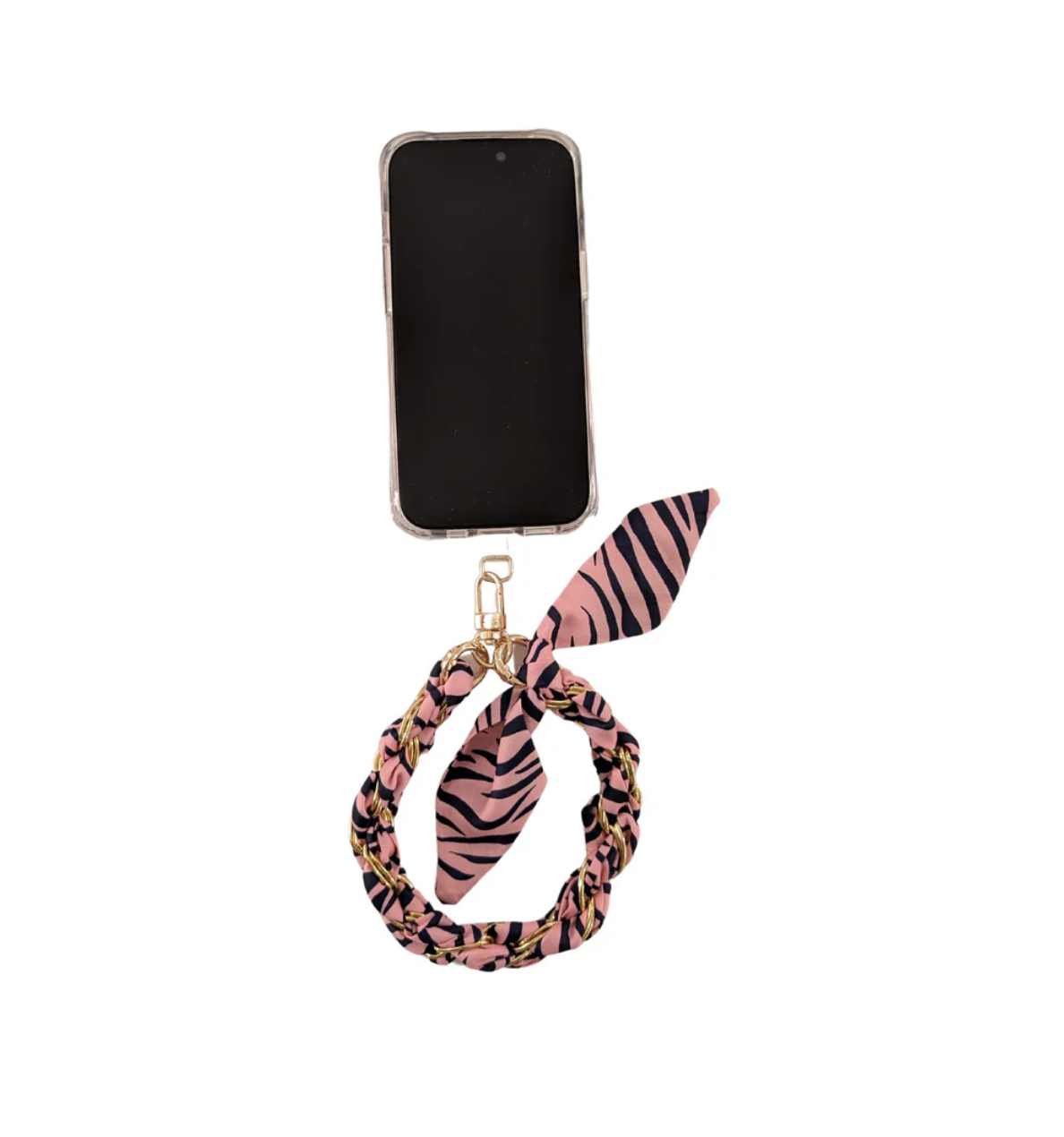 Pink Zebra Twist Phone Wristlet