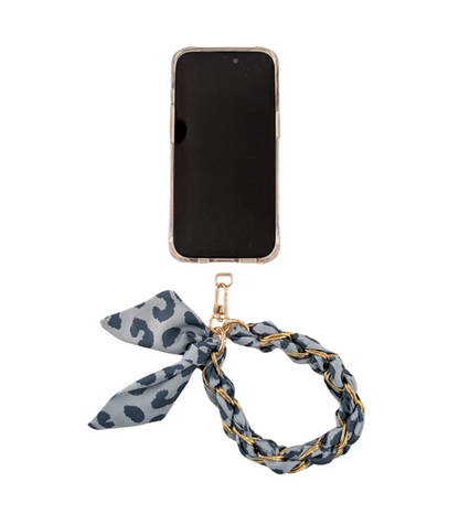 Denim Cheetah Phone Wristlet
