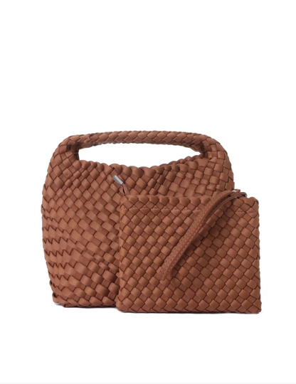 Shelly Woven Bucket Bag in Walnut