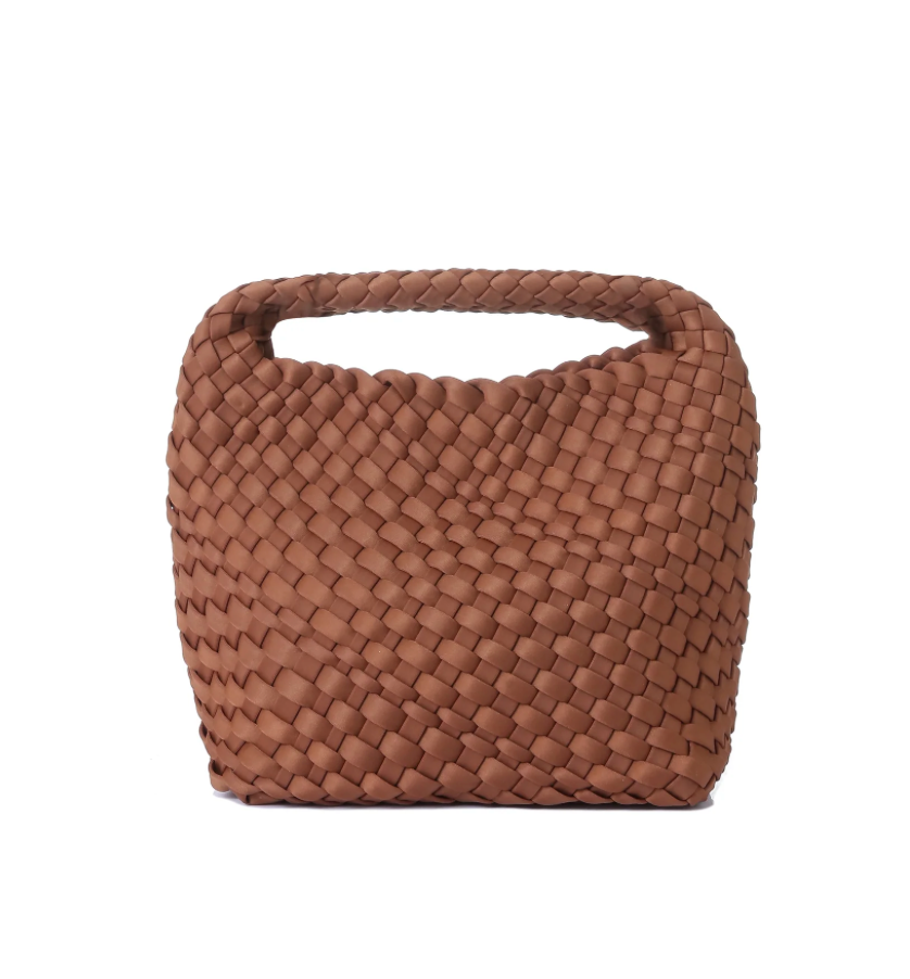 Shelly Woven Bucket Bag in Walnut