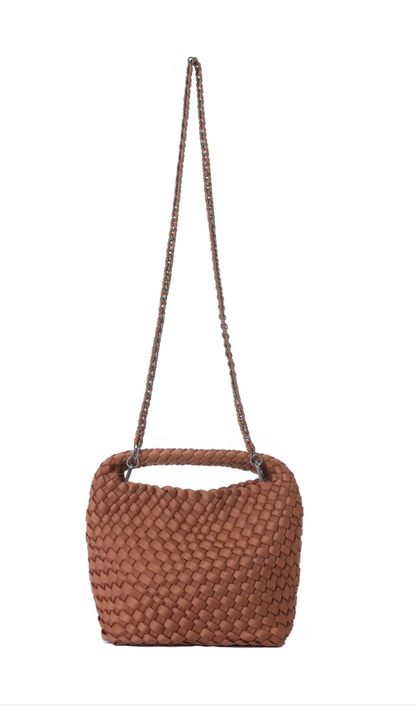 Shelly Woven Bucket Bag in Walnut