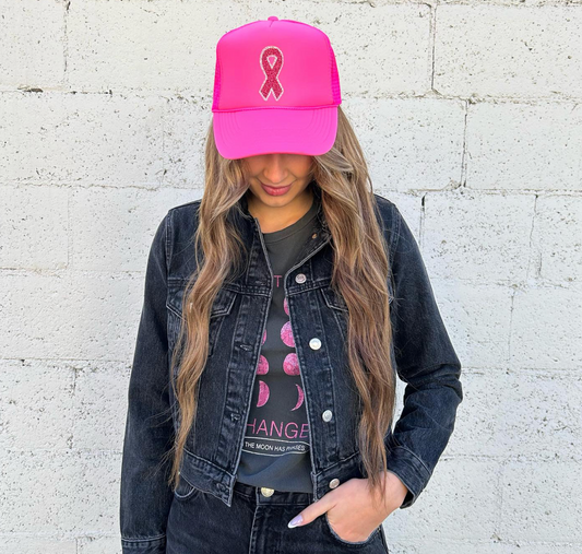 Breast Cancer Ribbon Trucker Hat