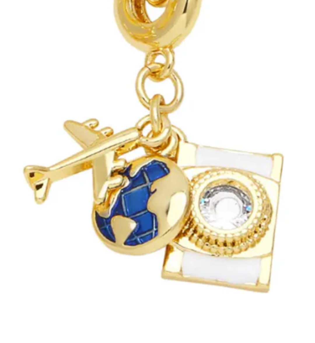 Charm Necklace - Travel Talisman Stainless Steel Necklace