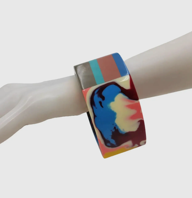 Multicolored Layered Resin Bangle