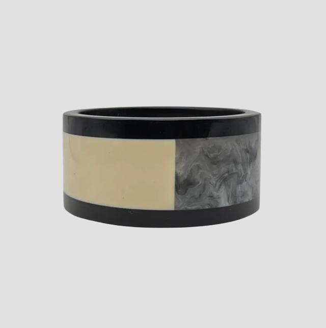 Black/White/Grey Layered Resin Bangle